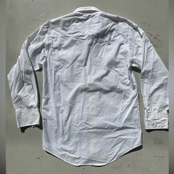 Men's Vintage Chute #1 Western Shirt White Embroidered M Ranch Rodeo Rockabilly - Picture 7 of 11